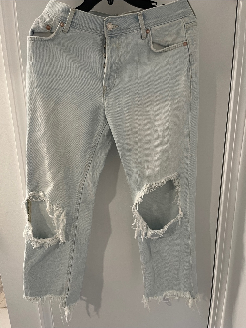 We The Free Light Blue Distressed Ankle Jeans